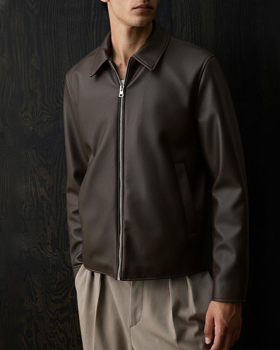 DARK BROWN LEATHER JACKET