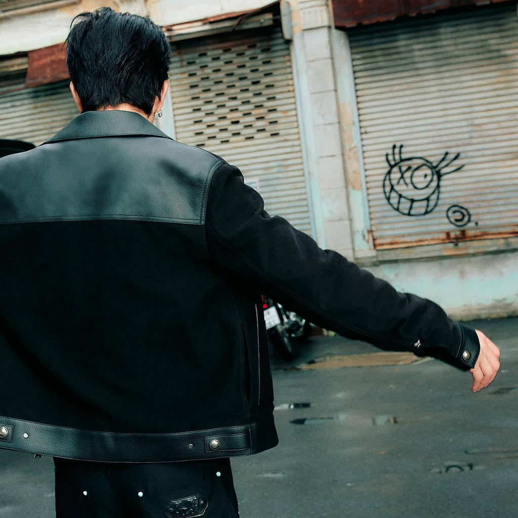 NOIR PATCH LEATHER JACKET
