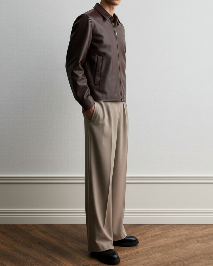 DARK BROWN LEATHER JACKET