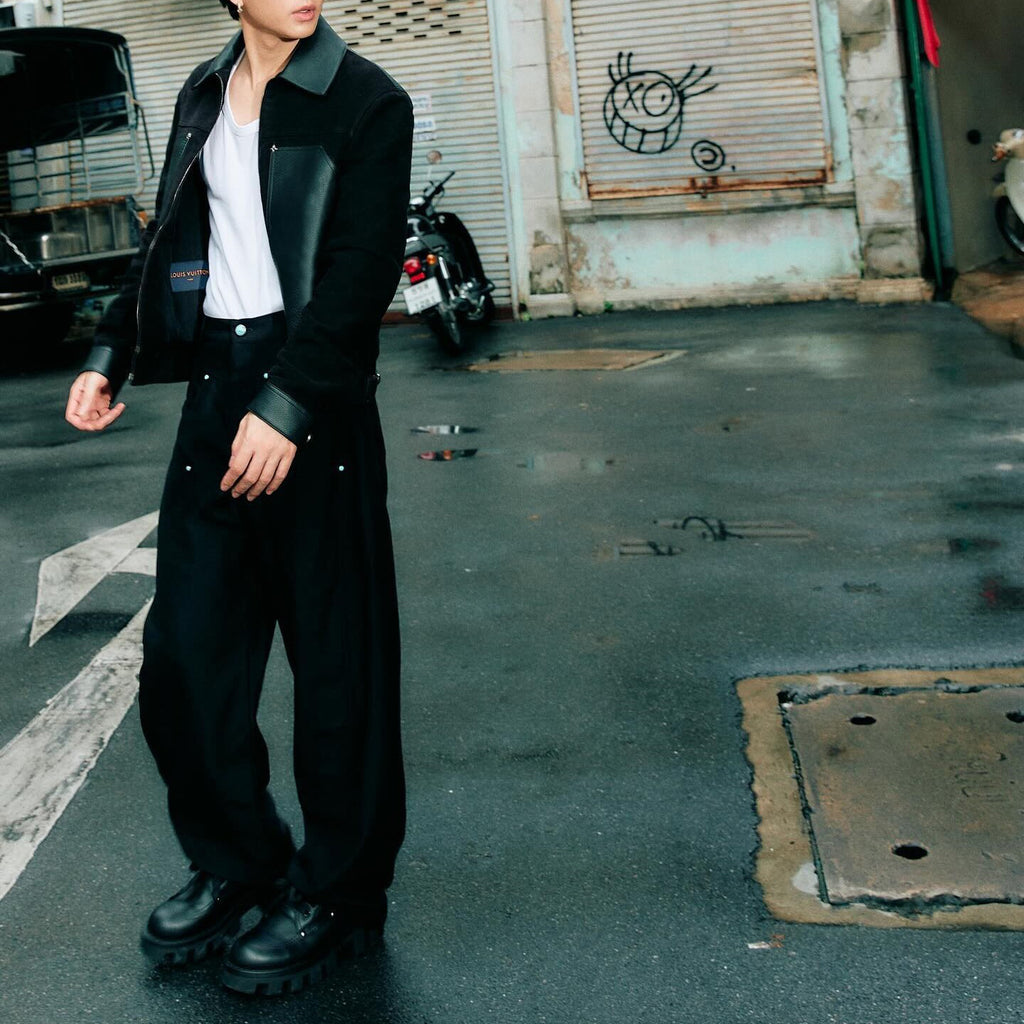 NOIR PATCH LEATHER JACKET