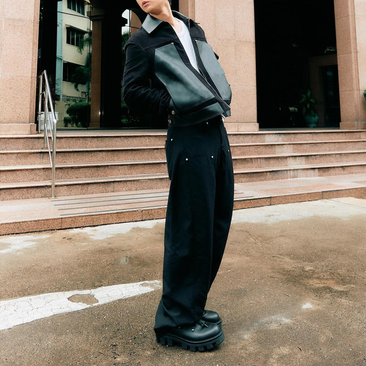 NOIR PATCH LEATHER JACKET