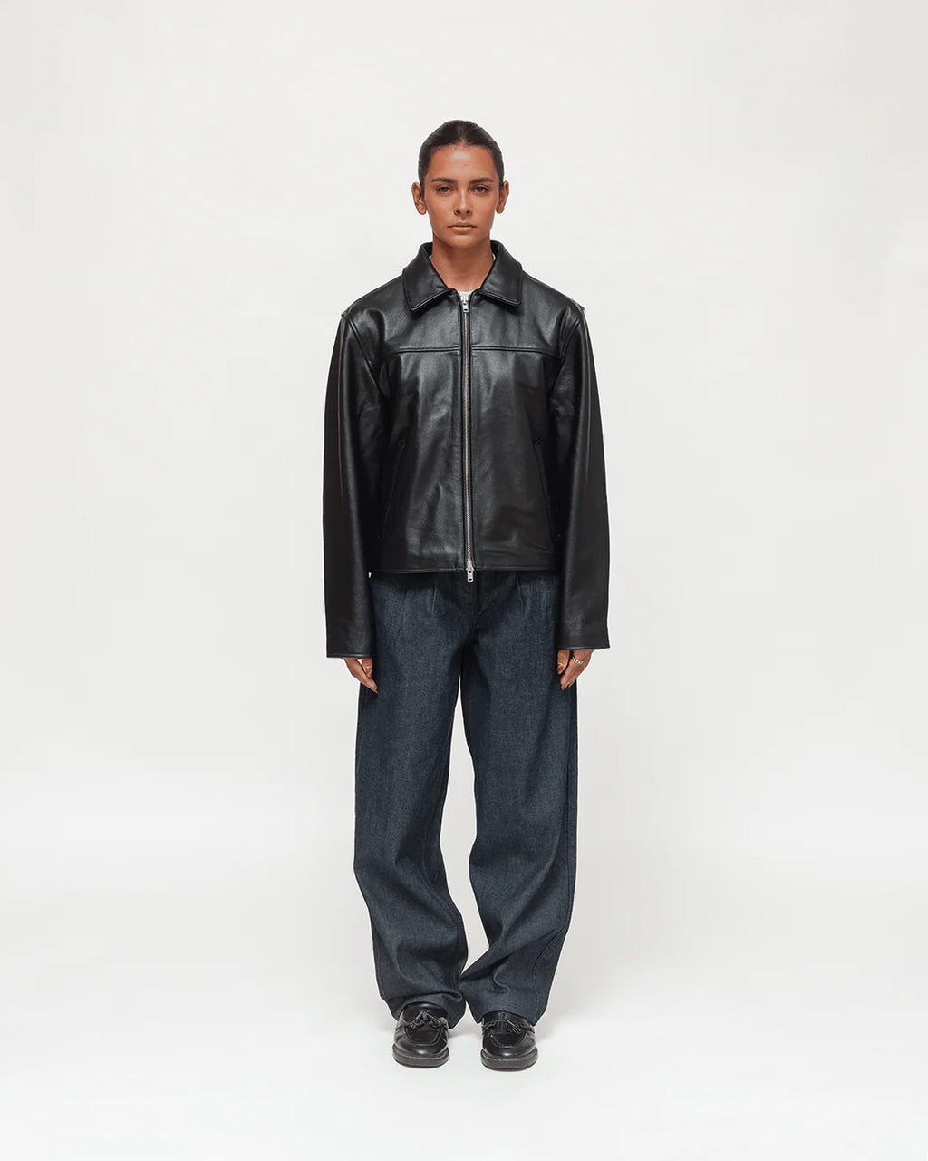 COLLARED LEATHER JACKET