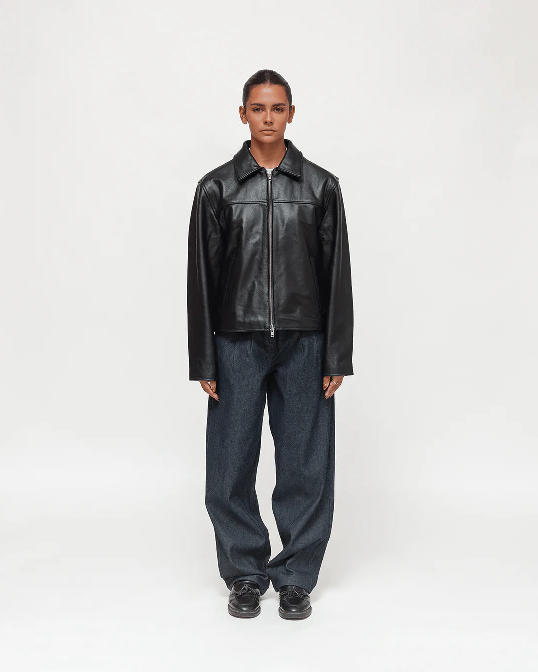 COLLARED LEATHER JACKET