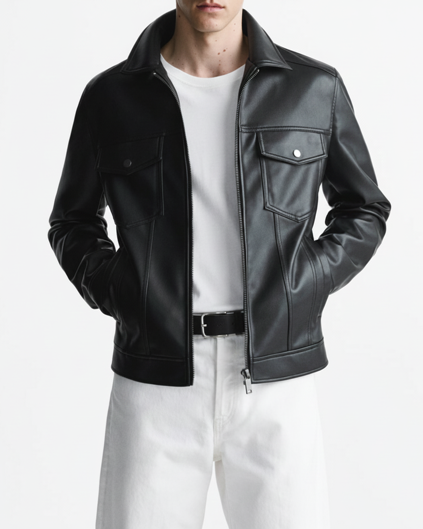 TRUCKER LEATHER JACKET